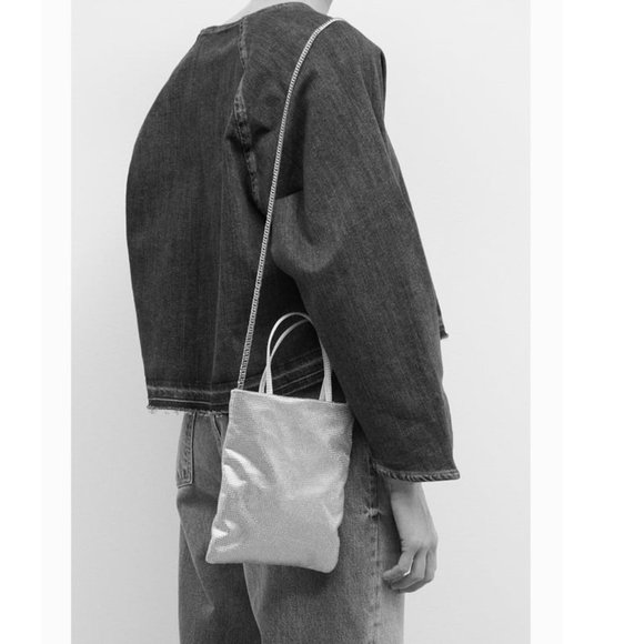 NWT SAGE SEA GREEN RHINESTONE MINI TOTE BAG. - Picture 6 of 8